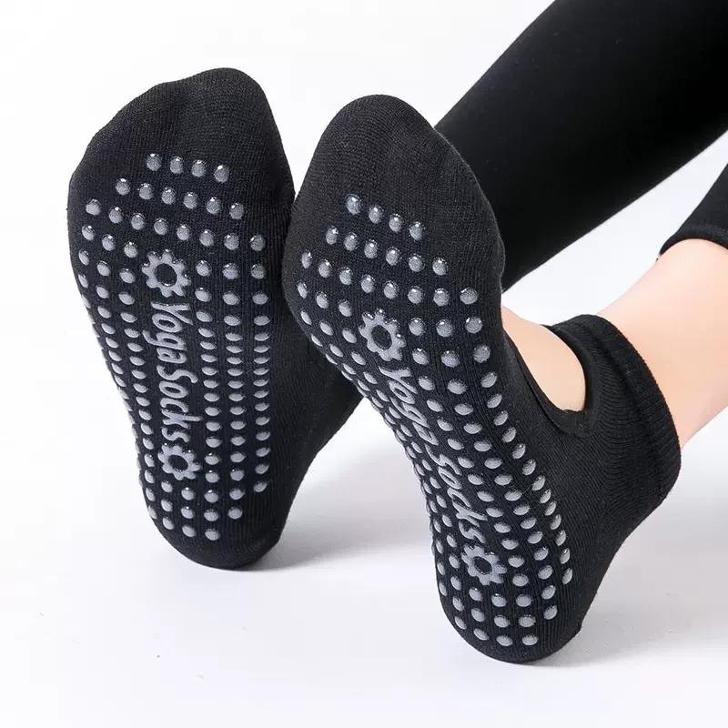 Medias Para Pilates Y Yoga - 高品質の女性ヨガソックス滑り止め通気性背中の開いたピラティスソックス足首レディースバレエダンススポーツソックスフィットネスジム用
